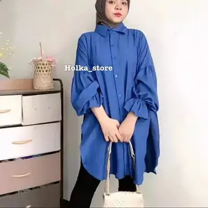 Aqila Slit Blouse/Tunik Belah Samping Oversize Allsize Busui Friendly Cantik Kancing
