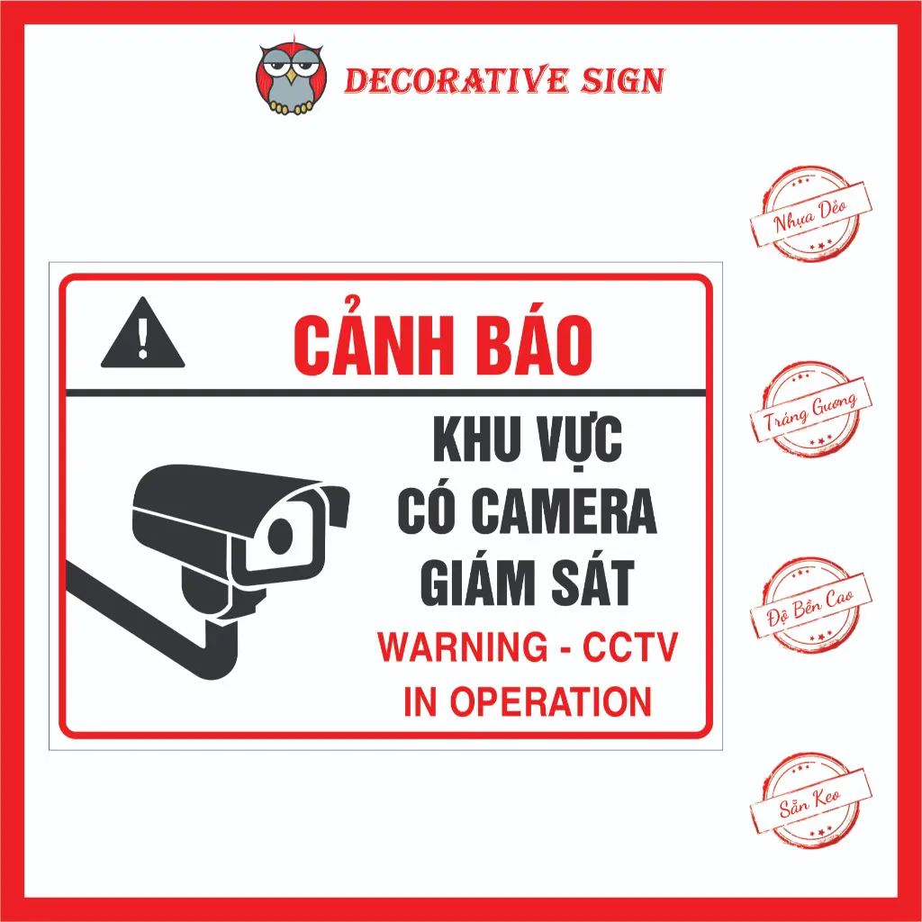 Bảng Cảnh Báo Khu Vực Có Camera Giám Sát - Warning - Cctv In Operation