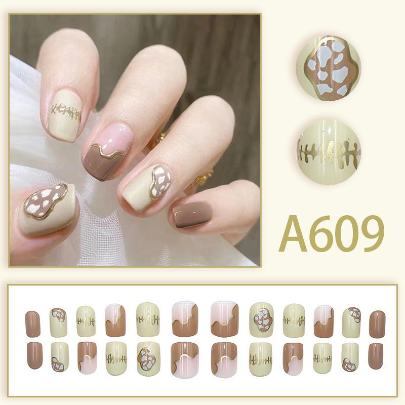 Product Introduction of Summer Autumn Gentle Simple Pure Desire Style Wearable Nail Tips Printed Solid Color French Style Detachable Fake Nails 10