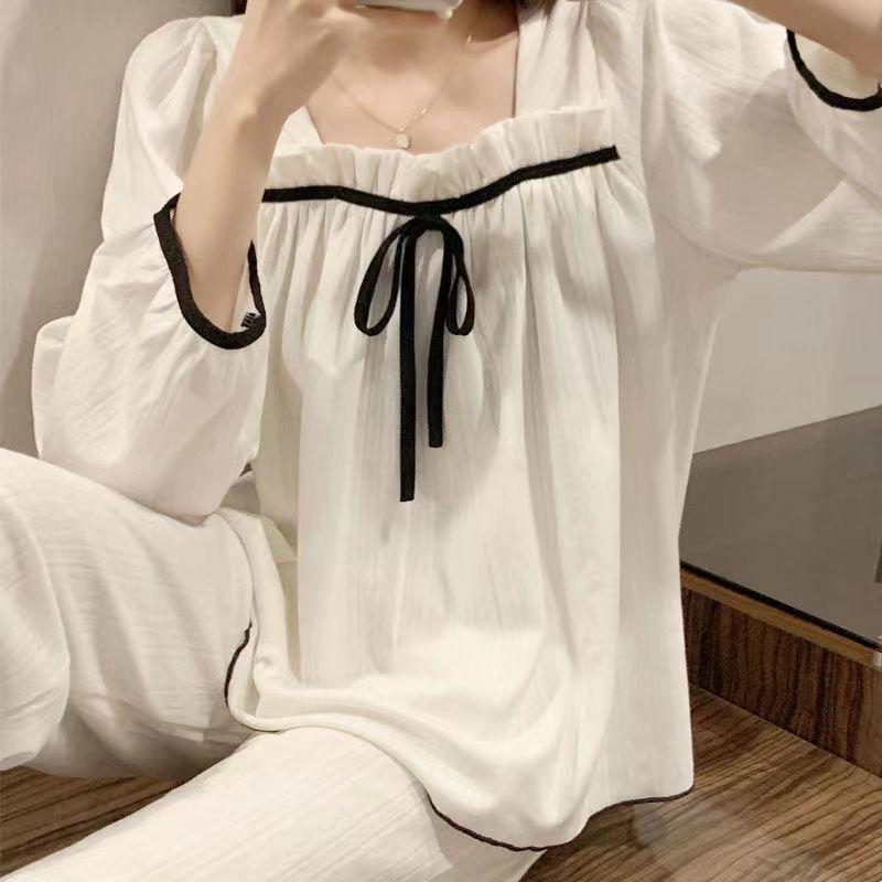 Bộ Đồ Ngủ Mới Cho Nữ, Dài Tay, Phong Cách Công Chúa Ngọt Ngào, Thích Hợp Cho Ký Túc Xá Học Sinh, Đồ Mặc Nhà, Bộ Đồ Hai Mảnh 2