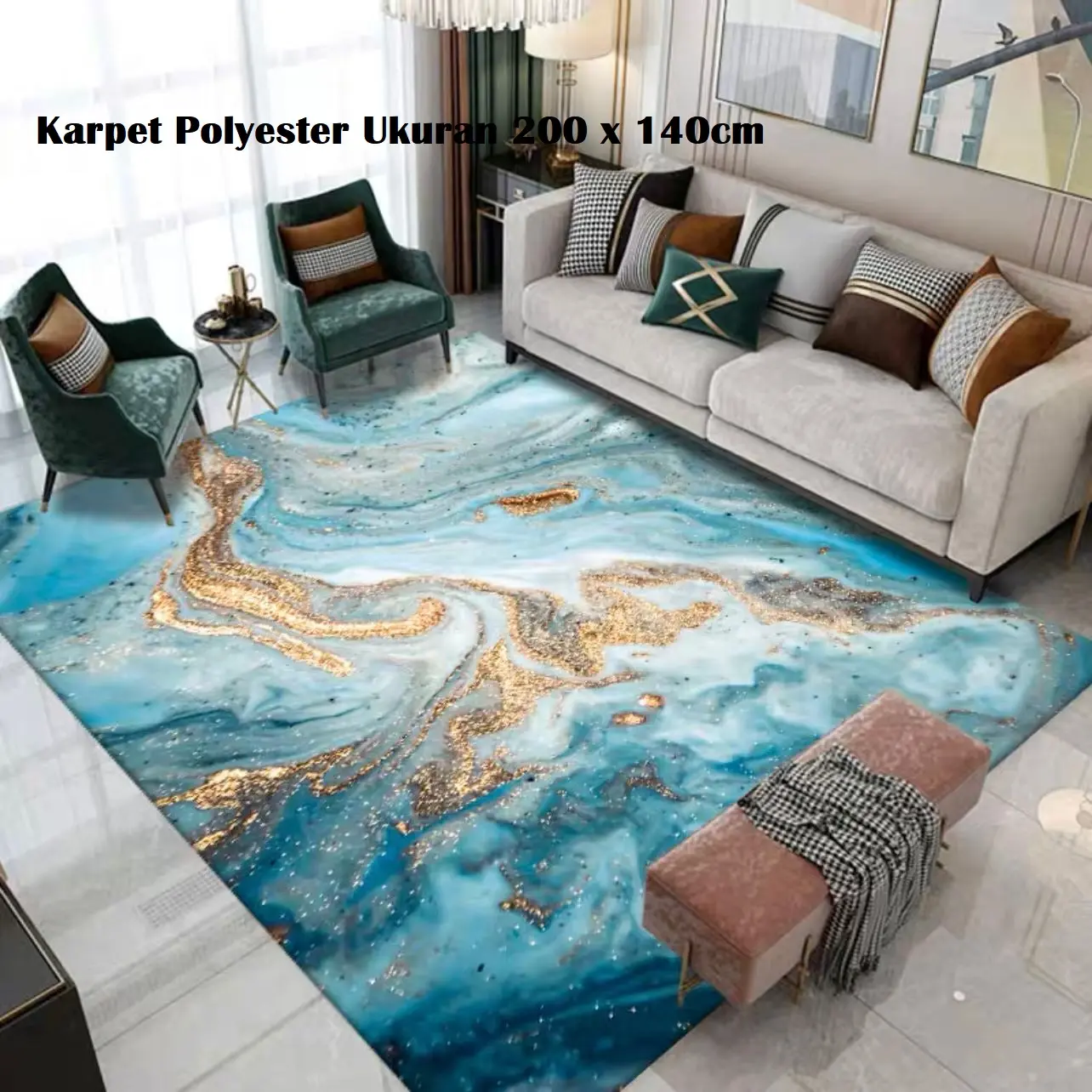 Karpet Lantai Polyester  Uk 200 x 140cm/Karpet Lantai Motif Abstrak
