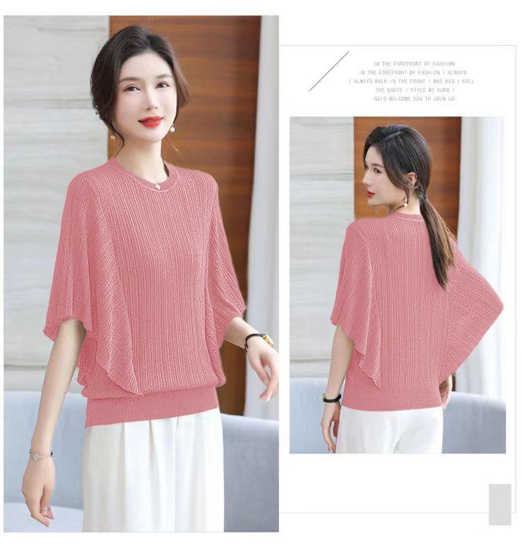 Product Introduction of Áo Phông Dáng Rộng Cho Nữ, Ngoại Cỡ, Áo Cánh Dơi, Làm Bằng Lụa Lạnh, ngắn Tay, Áo Thường Ngày Thích Hợp Cho Mùa Hè, Áo Cánh Mỏng, Quần Áo Nữ 13