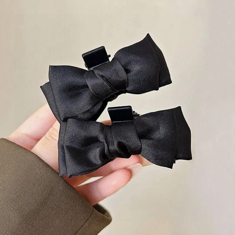 Kẹp Tóc Càng Cua Nhỏ Thiết Kế Thắt Nơ Màu Đen Ngọt Ngào, 1 Cặp, Kẹp Tóc Mái Bên Công Chúa, Thích Hợp Cho Phụ Nữ Và Trẻ Em Gái, Phụ Kiện Cài Tóc kepto  cnotieuthu 2
