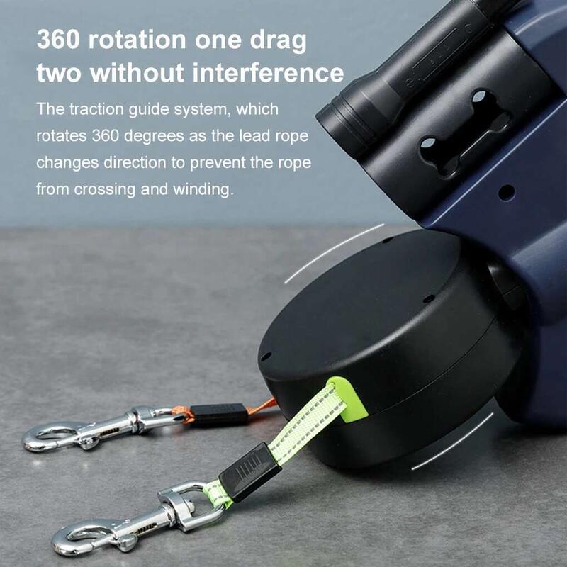 Product Introduction of Small Dog Dual Retractable Heads And LED With Led Pet Leash Lights Leads EASY 13