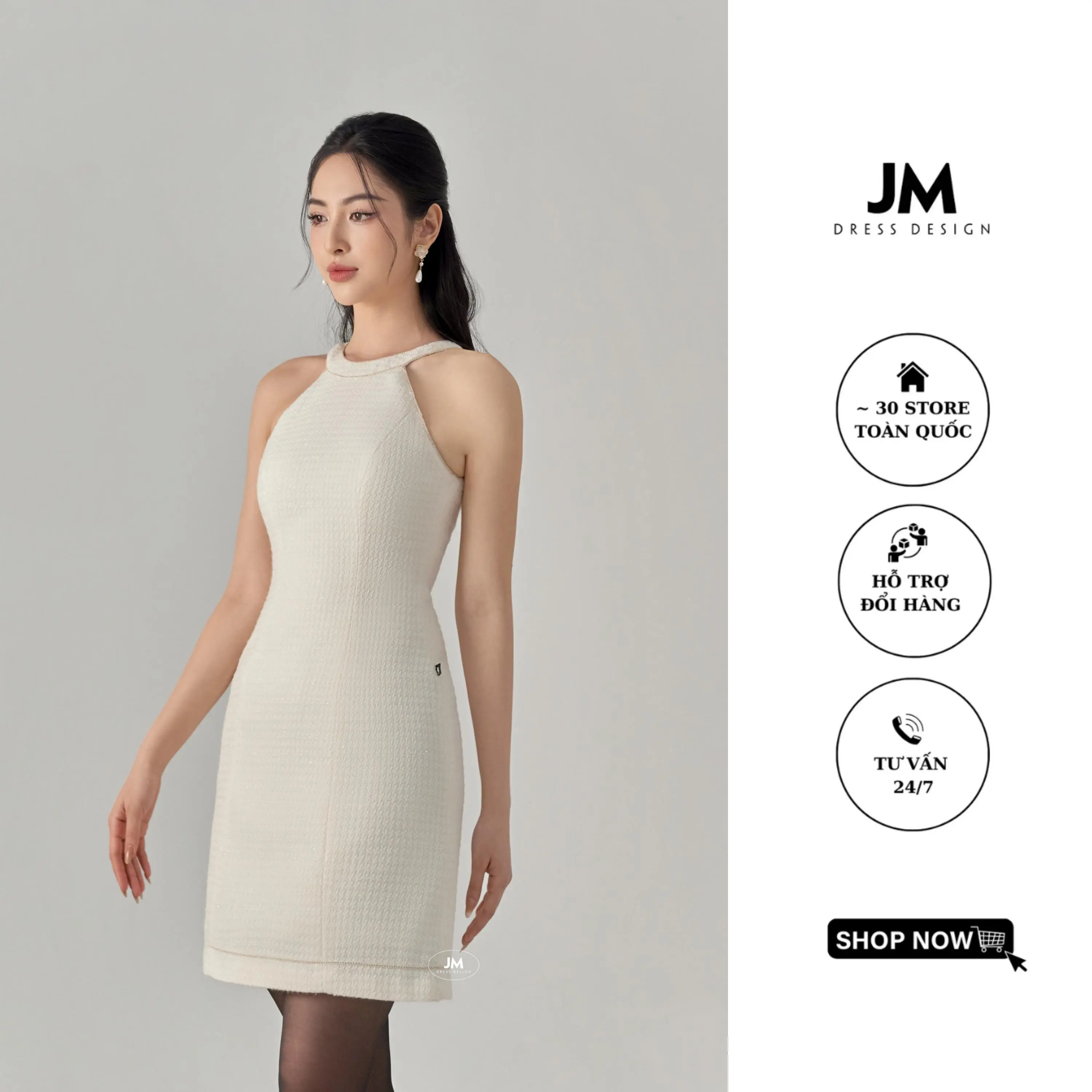 Đầm tweed cổ yếm - 1F23 - JM Dress Desᶖgn