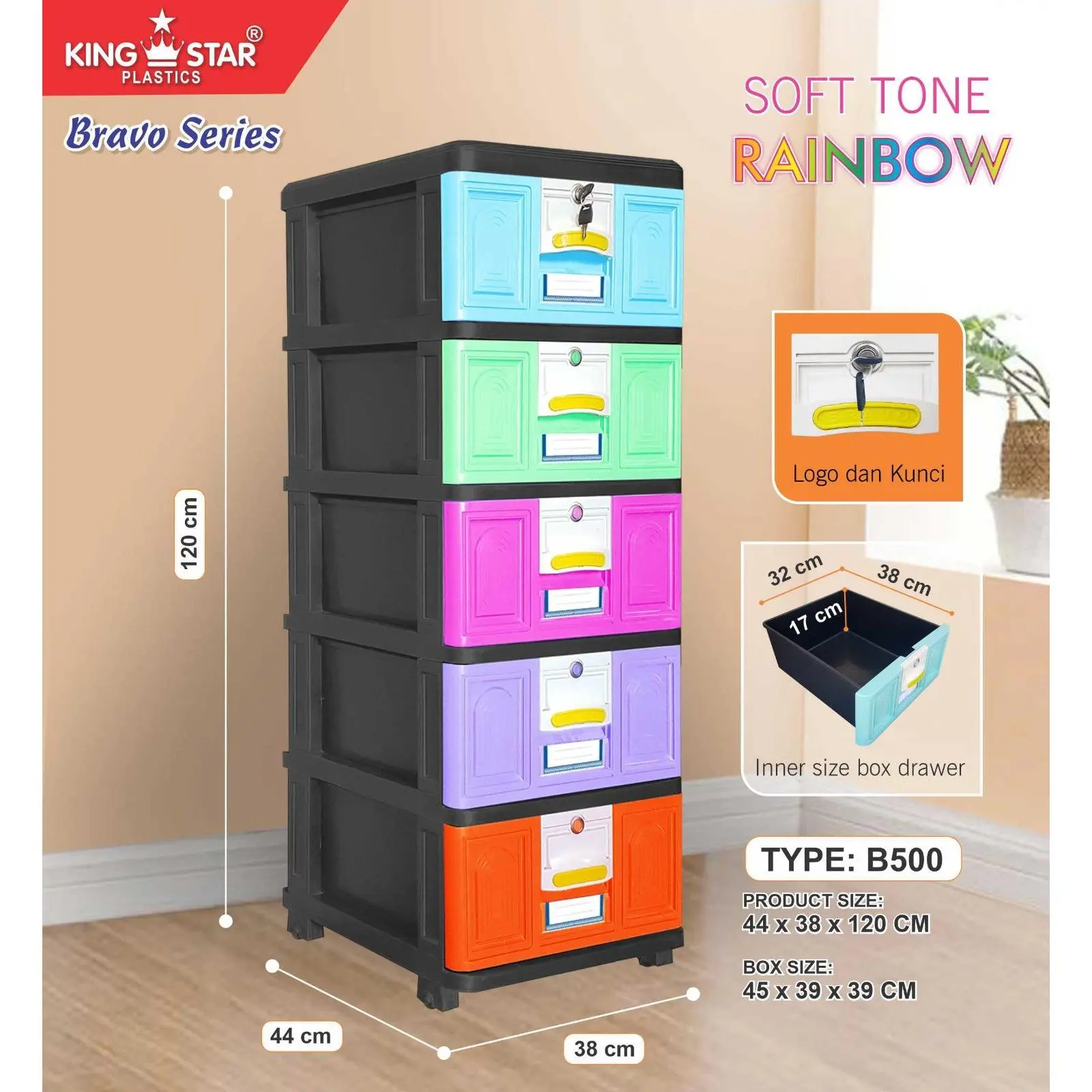 Bravo Drawer Lemari Plastik Serba Gunapadu Laci Kabinet Warna Beneton Rainbow Lemari Drawer Multifungsi Desain Minimalis Fungsional 3 4 5 Susun Fleksibel Furniture Material Berkualitas