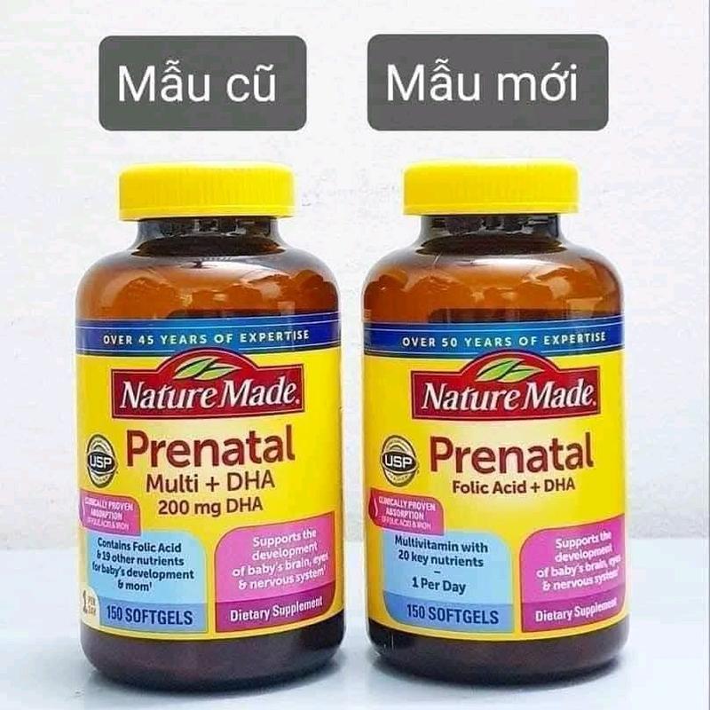 Viên uống tổng hợp Nature Made Prenatal Folic Acid + DHA Mỹ (150v) - DATE 2026 0