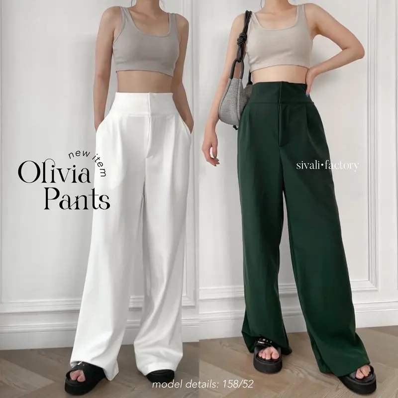 SIVALI Olivia Pants || Celana Kulot Highwaist - Cullote Pants - Celana Wanita Kaki Panjang Tebal Flowy Tebal Flowy Basic Scuba Bawahan Casual Loose Cutbray Hitam Airflow 0