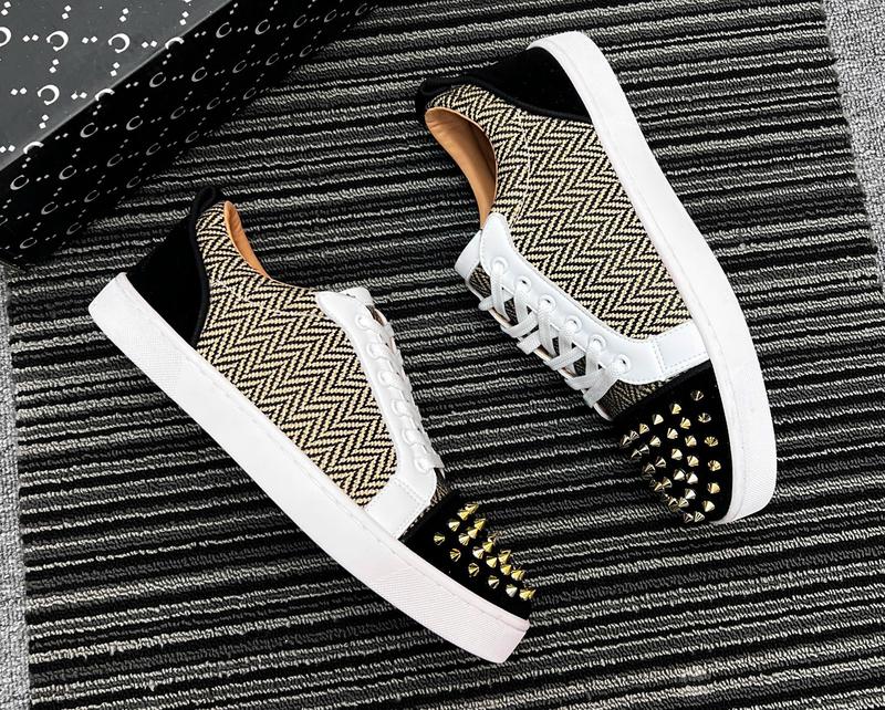 Giày Dây Buộc Nam Gắn Đinh Thân Kẻ Boy phố , giày nam Đẹp dành cho nam thời trang Trẻ Shoes Sneaker Đế Bằng