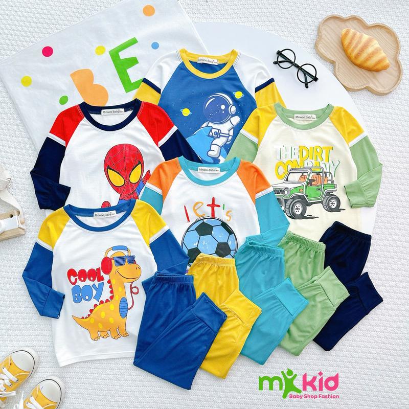 Bộ Quần Áo Dài Tay Cho Bé Trai (9-25kg) Cao Tối Đa 1m2 Dưới 7 Tuổi, Chất vải Thun Lạnh Cao Cấp mềm mịn mát cho bé mặc ngủ, đi học.. Jean