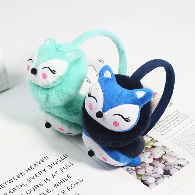 Product Introduction of Lovely Ear muffs  Fashionable Insulated Adjustable size Cute cartoon fox shape Soft plush Autumn winter warm Plush earmuff for Outdoor activities 1