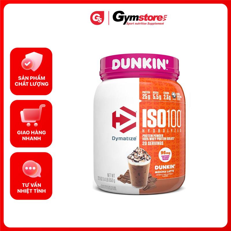 Bột whey protein Dymatize ISO 100 Hydrolyzed, 1.4 Lbs (650 g) | Made in USA