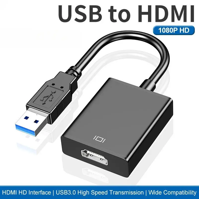 Bộ chuyển đổi cáp USB 3.0 sang HDMI, Cáp Video nhiều màn hình, dành cho PC, máy tính xách tay, máy tính xách tay, máy Chiếu, HDMI1080P, Tương thích với Windows