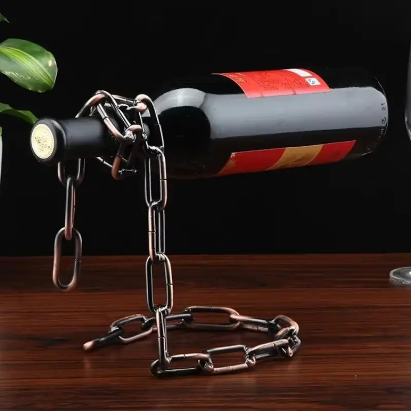 Creative Wine Bottle Holder Home Bar Freezer Suspended Iron Rope Wines Bottle Holder Red Wine Wine Beverage Drink Rack Ornaments