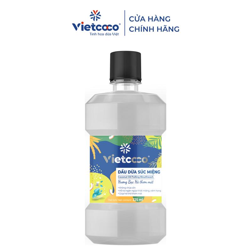 Dầu dừa súc miệng Vietcoco Hương Bạc Hà thơm mát - chai 225ml Nước Súc Miệng