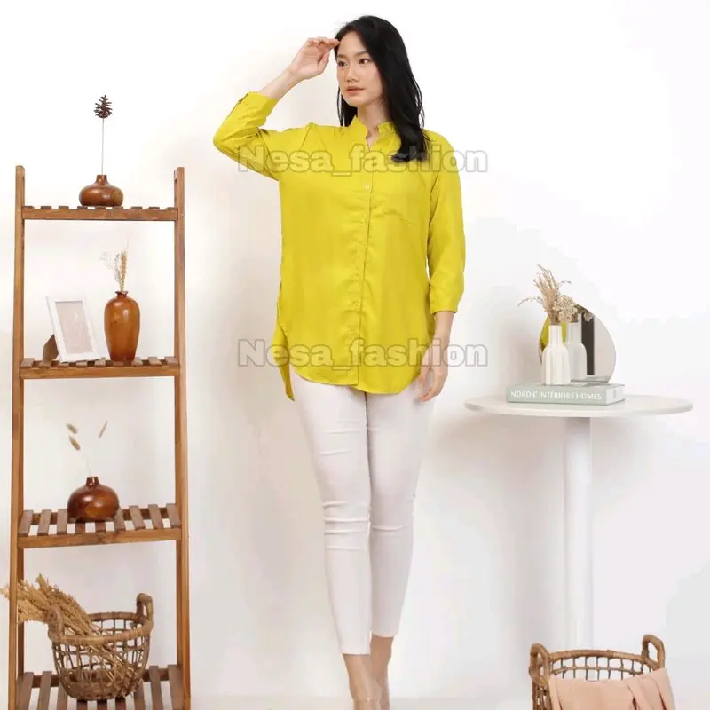 Kemeja tunik polos wanita Atasan 0