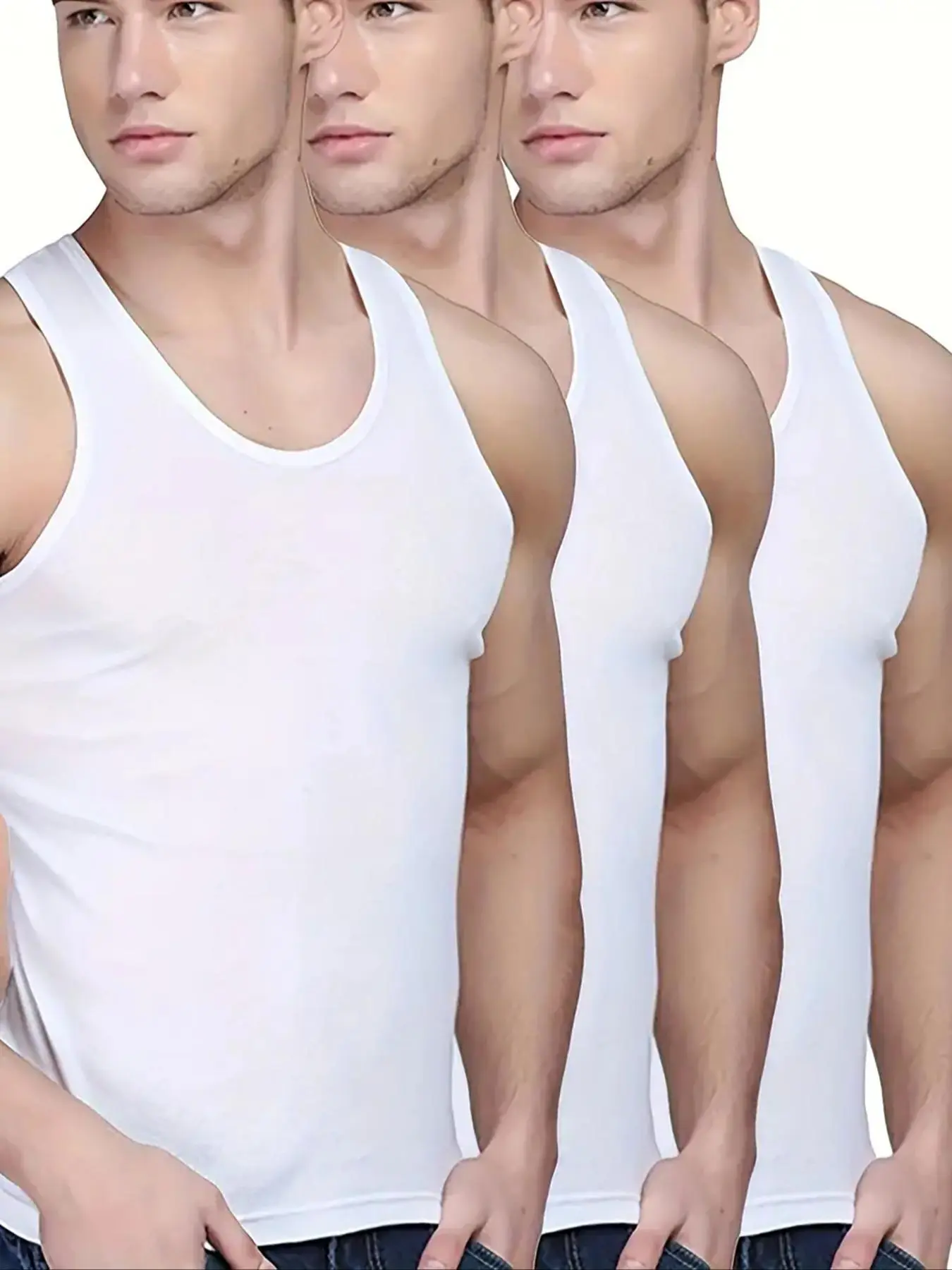 Men's Plain Tank Top, Regular Fit Casual Sleeveless Round Neck Top for Summer, Men's Top for Daily Wear, Clothing