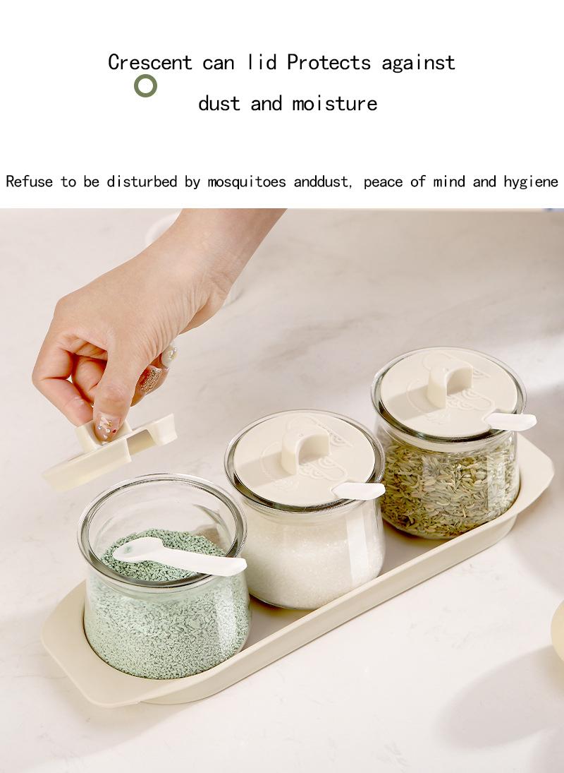 Product Introduction of Glass Seasoning Bottle Jar Household Kitchen Specific Seasoning Box Light Luxury Storage Packaging Combination Set 6