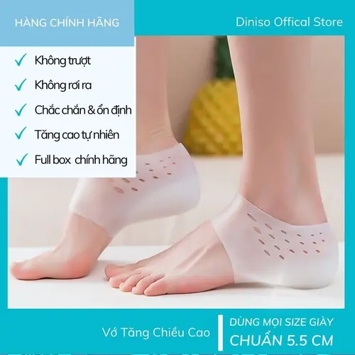 Tất tăng chiều cao 5.5cm, độn gót chân silicon, đệm gót chân tăng chiều cao hiệu quả Diniso