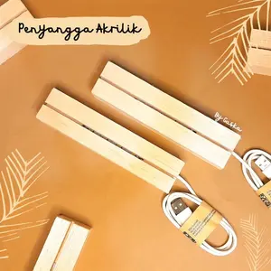 KAYU PENYANGGA AKRILIK 2mm LED USB (Bisa Custom Ukuran)