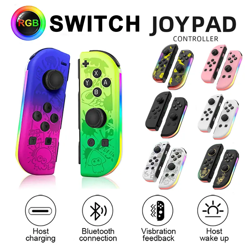 Joypad for Nintendo Switch RGB light wake-up vibration glare controller left and right Bluetooth-compatible gamepad for Nintendo Switch and Switch Oled