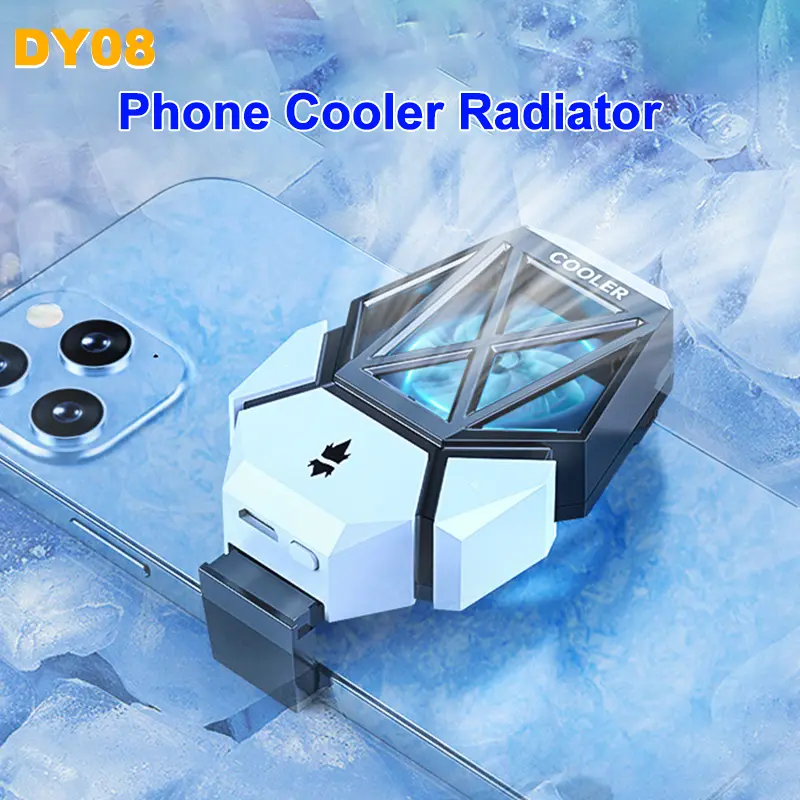 DY08 Mobile Phone Cooling Fan Radiator for IOS Android PUBG Game Cooler Air-cooled Back-clip Cool Heat Sink Gaming Accessories Cable Charging Noise Usb Wireless