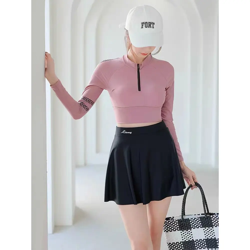 Bộ đồ bơi chống trượt, 2 mảnh, chống tia cực tím, tay áo dài, thích hợp để bơi lội, # 0114