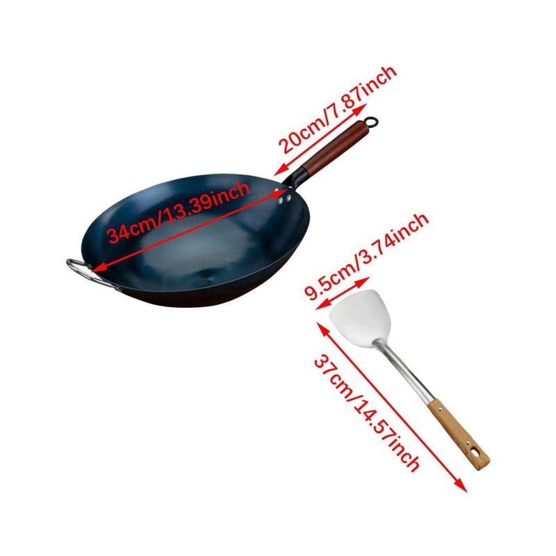 Product Introduction of Wok Pan for Cooking Universal Induction Cookware Cooking Wok with Spatula Uncoated Gas Sautee Cookware Iron Wok Stir Fry Pan 0