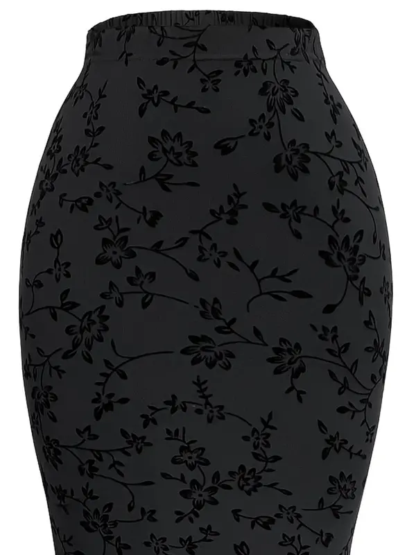 Women's Floral Print Long Skirt, Elegant Fishtail Skirt for Party Evening Formal Occasions, Ladies Spring & Fall Clothes 2