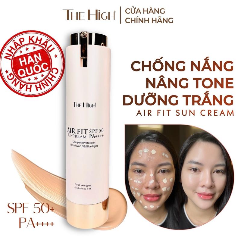 Kem Chống Nắng Trang Điểm Dưỡng Trắng Giữ Tone Tới 16h Hỗ Trợ Kiềm Dầu Hỗ Trợ Hạn Chế Bắt Nắng Hàn Quốc The High Airfit Sun Cream 50ml Dạng Sữa Skincare Suncream Chăm Sóc Da
