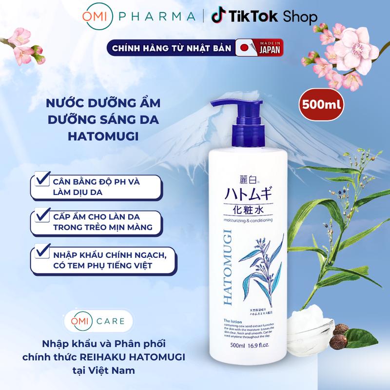  Lotion Hatomugi Ý Dĩ Dưỡng Ẩm Làm Sáng Da Bản 500ML Hatomugi Nước Hoa Hồng Dưỡng Trắng Da Nhật Bản 