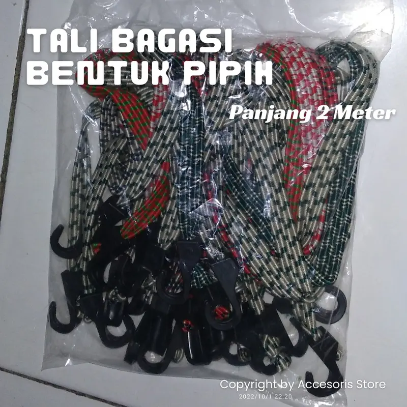 Tali Bagasi Motor Pipih Multifungsi Panjang 2 Meter/Tali Bagasi  Ikat Barang di Motor 1