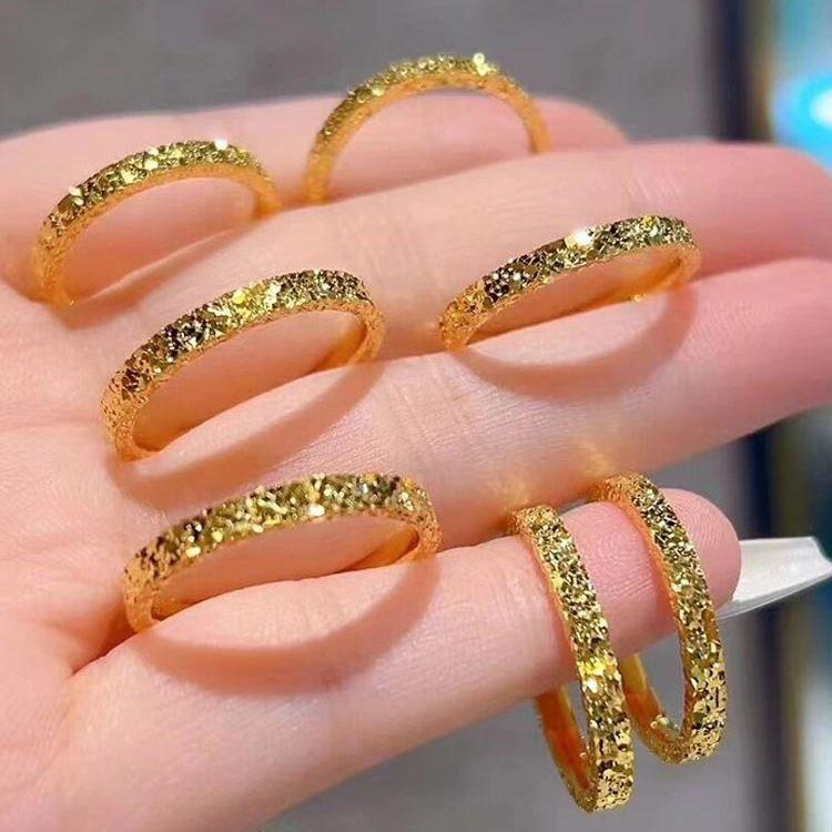 Nhẫn Thép Titan, Không Phai Màu, Cao Cấp, Giá Cả Phải Chăng, Nhẫn Băng Cho Nữ, Dây Đeo Mỏng Lấp Lánh, Thanh Lịch Và Dễ Phối Đồ, Thích Hợp Cho Các Cặp Đôi, Nhẫn set  quaxinh