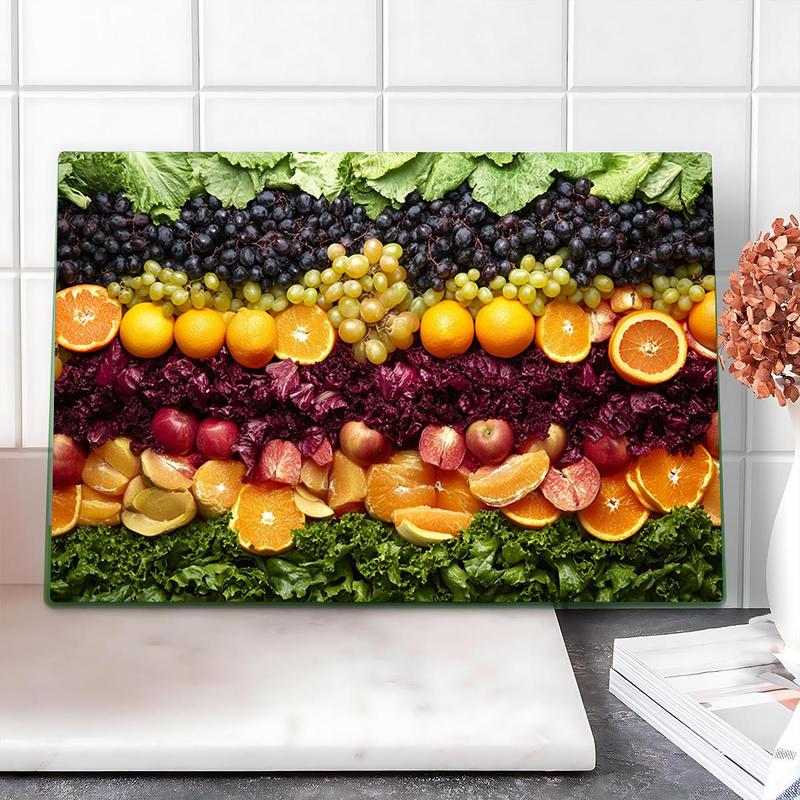 Fruit & Vegetable Pattern Kitchen Cutting Board, Durable Heat Resistant Non-slip Chopping Board, Kitchen Decor Supplies 3