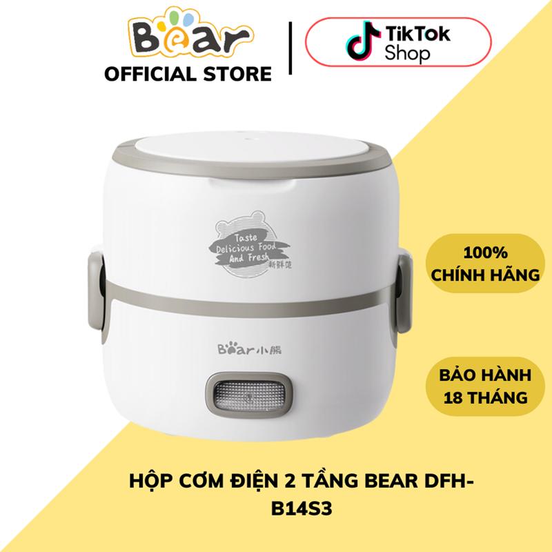 Hộp Cơm Cắm Điện Văn Phòng 2 Tầng 1.35L BEAR DHF-B14S3, Công Suất 200W, Hâm Nóng Cực Nhanh, Inox 304, Bảo Hành 18 Tháng