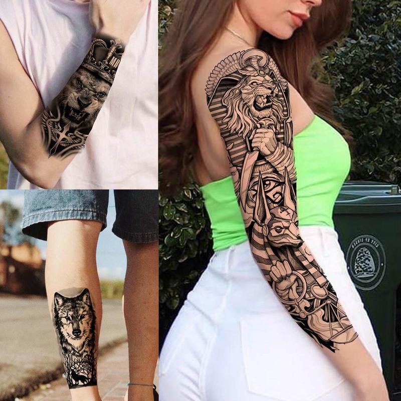 Animals Pattern Temporary Tattoo Sticker, 24pcs/set Large Full Arm Tattoo Decals for Adults, DIY Body Art Sticker for Women & Men 4