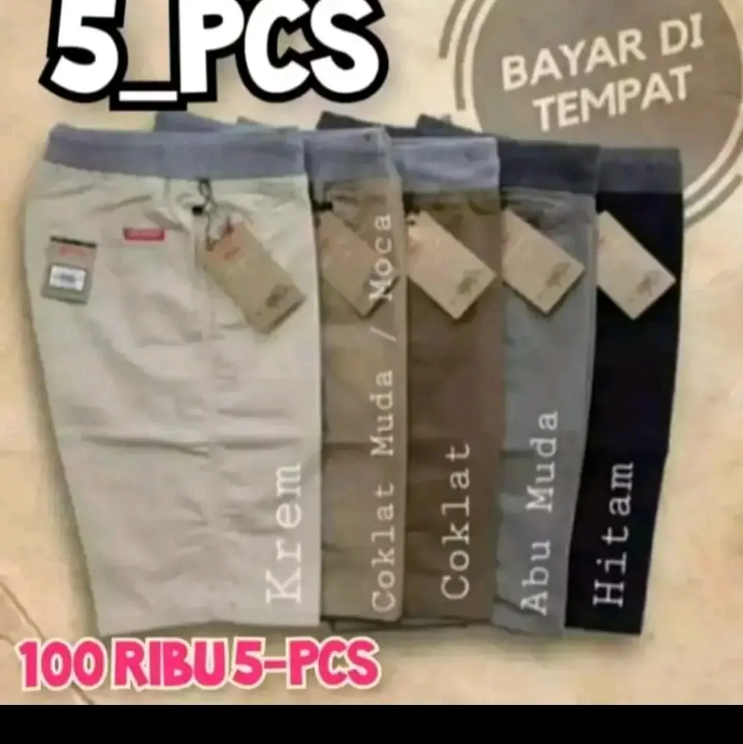 CELANA PENDEK CHINOSS PRIA 100 RB ISI 5 PCS