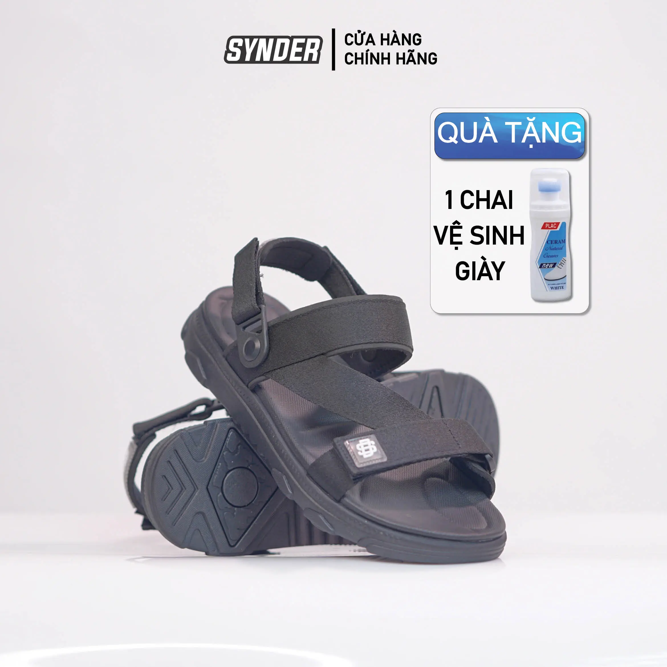 Dép Sandal Nam Nữ SYNDER SD2 - Nam tăng 1 size, nhẹ,thoáng mát [Đen Full , Size 36-44, Tặng chai vệ sinh]