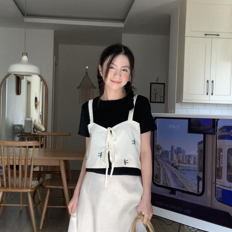 LOLLIE STUDIO - Áo hai dây nữ thêu nơ Ribbon Top TKA380 croptop chất liệu cao cấp thiết kế đáng yêu 6