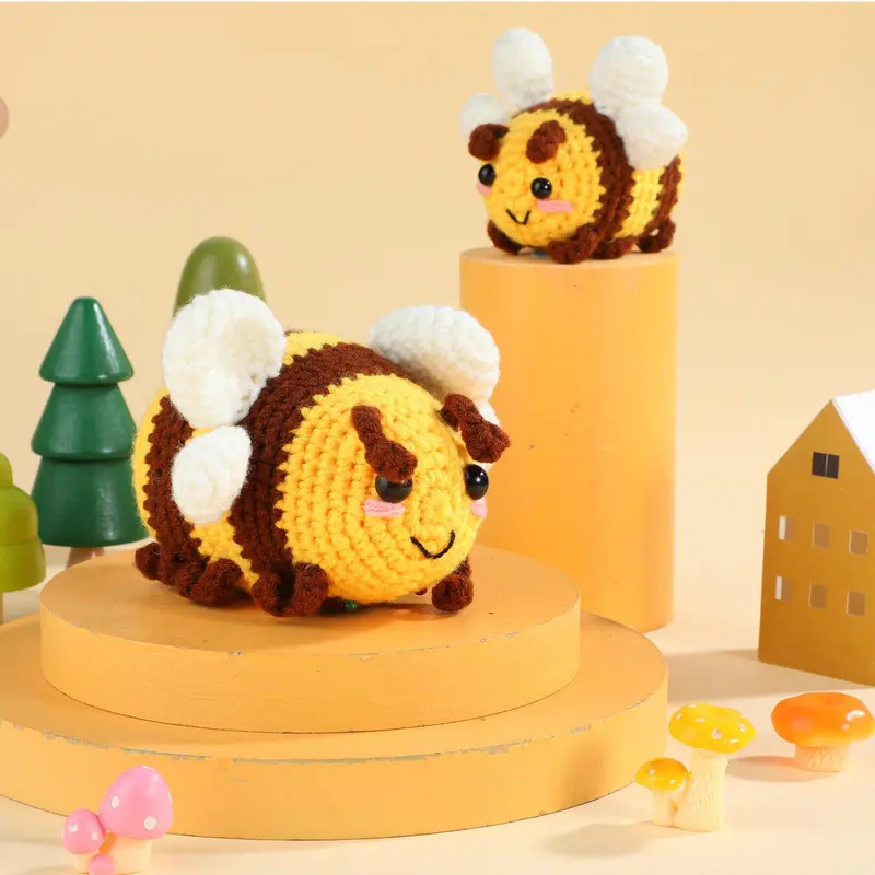 Bee Pattern Crochet Kit, 2 Counts Crochet Starter Kit with Step-by-Step Video Tutorials & Complete Accessories, Crochet Supplies for Beginners Adults DIY Craft Supplies 7
