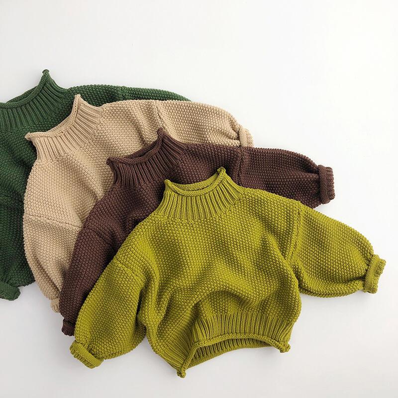 Product Introduction of Winter Kids Sweater Vintage Boys Knitwear Solid Turtleneck Girls Sweaters 0