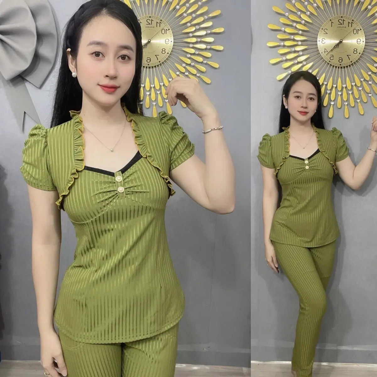 - Đồ bộ thiết kế thun gân đũa - cổ nữ hoàng phối bèo !!!