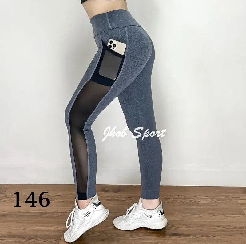 Celana Legging Panjang Olahraga Wanita /Legging Kombinasi Bahan Jaring Tile/Celana Panjang Sport/Celana Legging 4