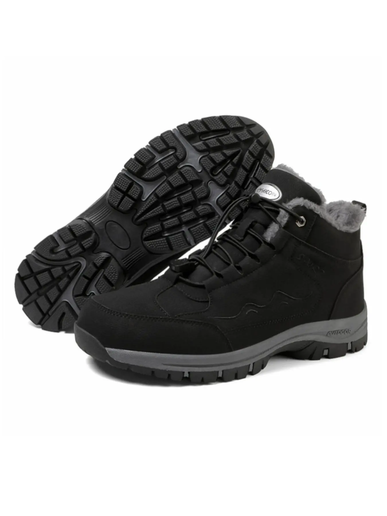 Men's Winter Warm Walking Shoes, 2024 New Style Casual Sporty Lace Up Non-slip Outdoor Hiking Shoes, Warm Sports Shoes for Outdoor Activities, Gym Shoes
