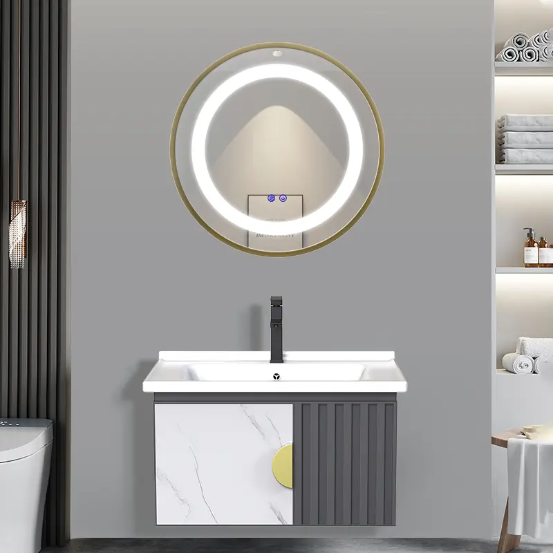 GUANJIE - kabinet kamar mandi (50CM/60CM)- Aluminium (Bathroom Cabinet)wastafel cabinet Kabinet Cermin LED 3