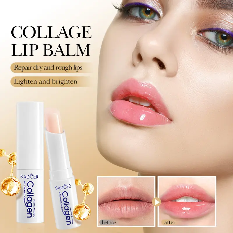 Collagen Moisturizing Lipstick 2.7G Sadoer Autumn and Winter Anti-Chapping Lipstick Skincare Comfort Moisturize Moisture Moisturizer Hydrate