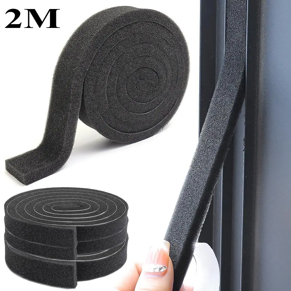 Foam Sealing Strip, 2M Long, Self Adhesive, Suitable for Windows and Doors, Reusable, Dustproof, Insect Proof, Made of Sponge, Home Sealing Strip, Tape