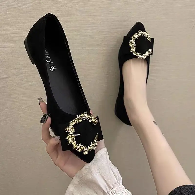 Giày Bệt Mũi Nhọn Cắt Thấp, Phong Cách Hàn Quốc, Thời Trang Dễ Phối Đồ Đế Mềm, Dành Cho Nữ, Bộ Sưu Tập Mùa Hè 2024