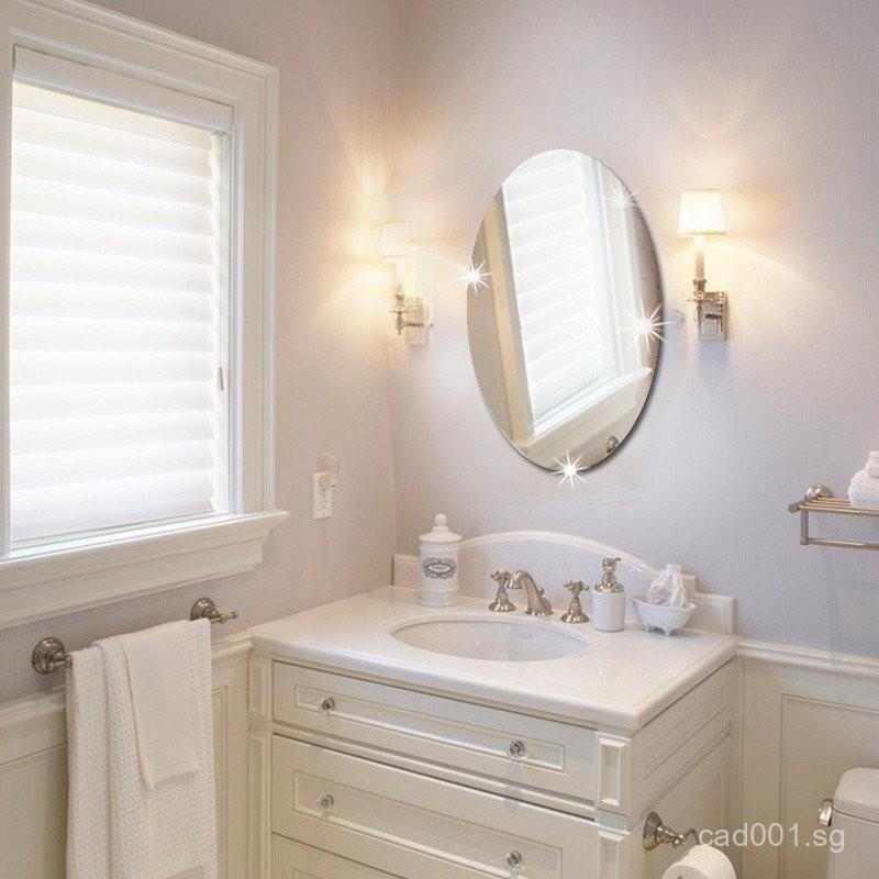 Acrylic Anti Fog Shower Mirror Bathroom Oval Rectangle Make Up Mirror Stickers Home Decoration ULRP 1