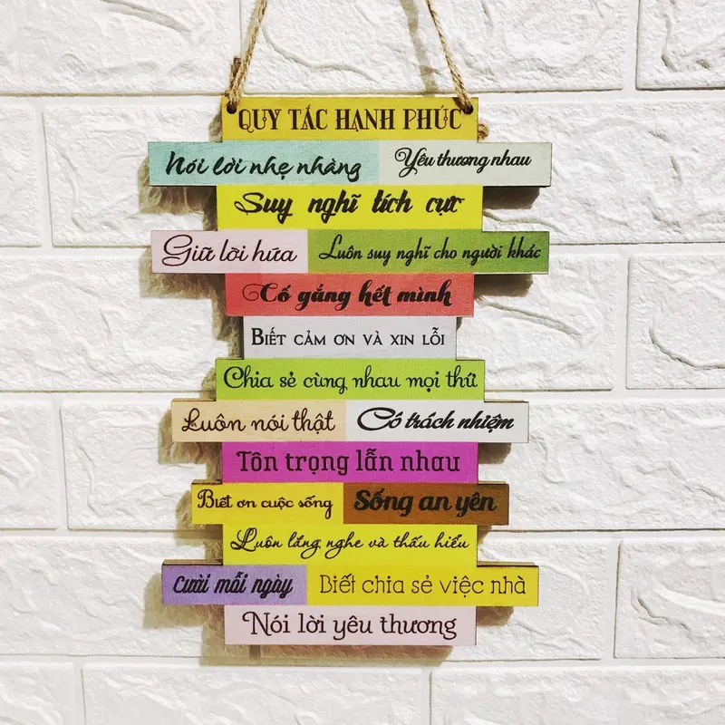 Bảng gỗ Nhà là nơi để về, Mang tiền về vợ (Tặng kèm đinh 3 chân/ móc dán tường) - Bảng gỗ treo tường, trang trí nhà cửa Decor Phòng 6
